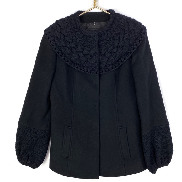 Elie Tahari Jackets & Blazers - Elie Tahari Black Wool Knit Upper Coat Size Small